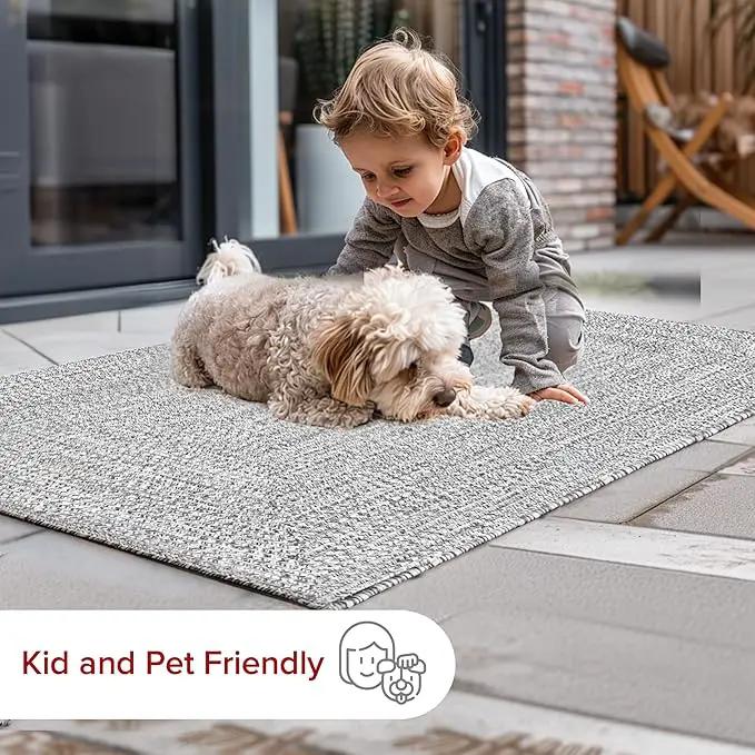 nuLOOM 2' x 10' Solid Hand Braided Indoor/Outdoor Area Rug, Pet-Friendly, High Traffic, Weather Resistant, for Patio, Balcony, Bedroom, Living, Dining Room, Wynn Salt and Pepper by GreenHaven Gardens