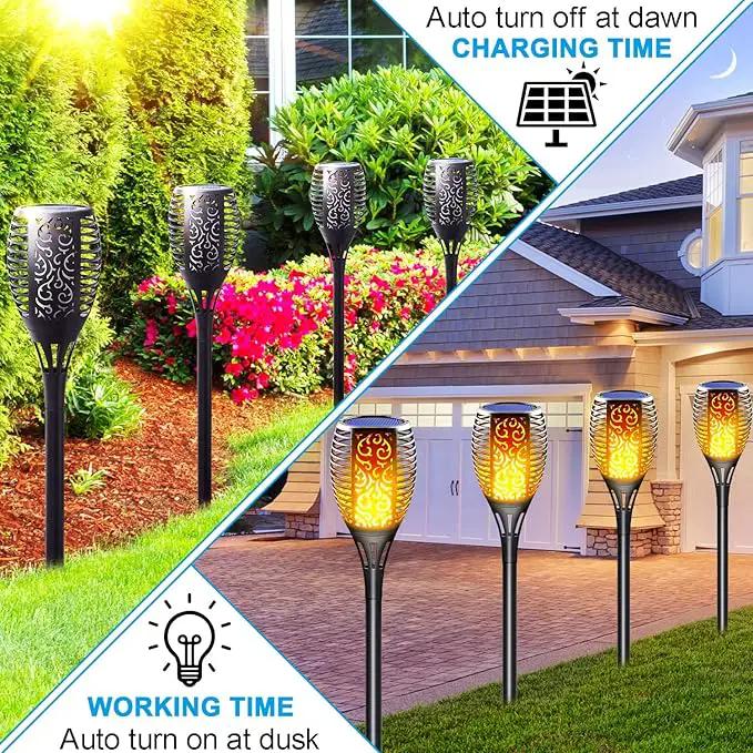 Large Solar Torch Light with Flickering Flame, Upgraded 3-in-1 Solar Fire Lights Outdoor Hanging Lanterns, Festival Decorations Solar Powered Tiki Torches for Garden, Pathway, Lawn, Yard by GreenHaven Gardens