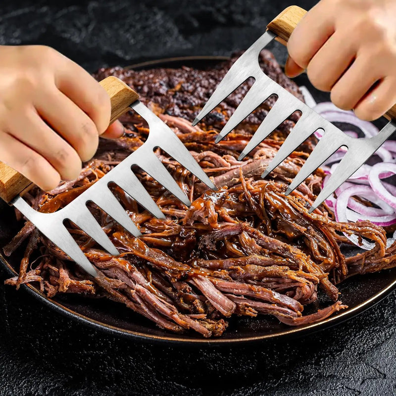 Haooryx Father's Day Meat Claw - Stainless Steel Meat Shredder Claws Grilling Tool BBQ Barbecue Accessories Drawstring Bag Box King of The Grill Best Papa Ever Top Chef Pulled Meat Dad's Birthday Gift by GreenHaven Gardens