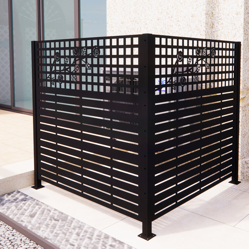 W48" x H47.3" Metal Privacy Screen with Rose Design by HouseOfZazla