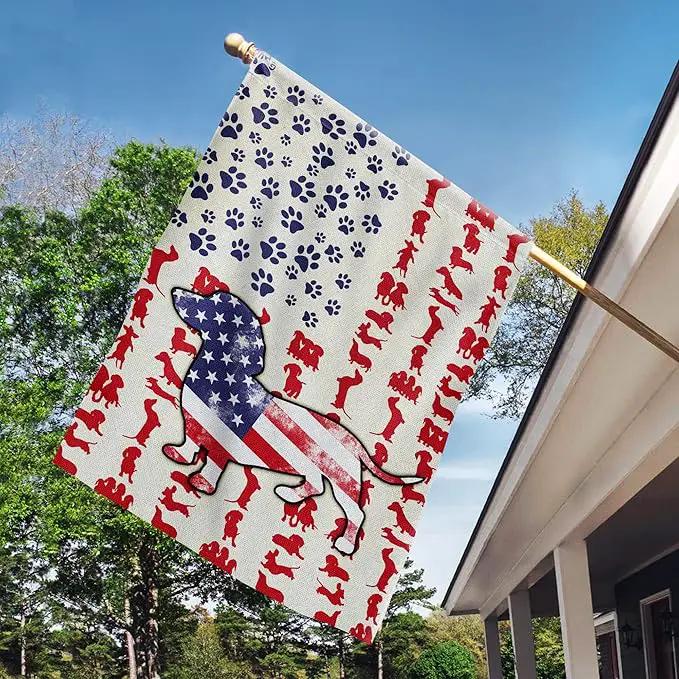 FLAGWIX Patriot American Dog Flags, Dachshund Dog Lover American Double Sided Flag - 4th of July Decorations For Home, Outside, House Flag 30x40 - Heavy Duty Canvas, Decorative Indoor Outdoor Flag by GreenHaven Gardens