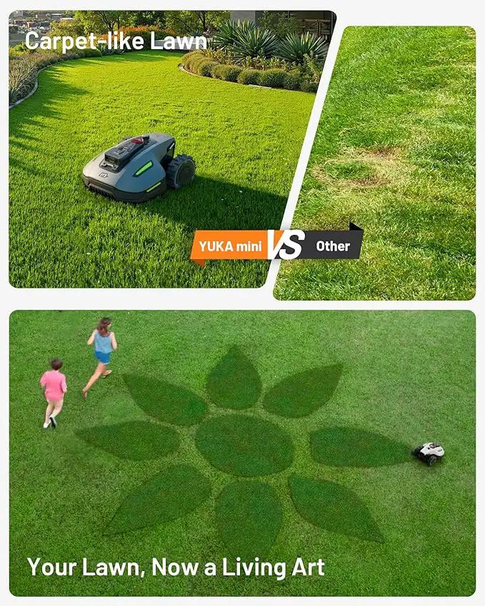 YUKA Mini 700H Robot Lawn Mower, Reception 0.17 Acre, Max.0.27 Acre, Ultrasense AI Vision+ RTK Positioning, Auto Mapping, App Control, 50% Slope, Cutting Height 2''~3.5'', 15 Mowing Zones by GreenHaven Gardens