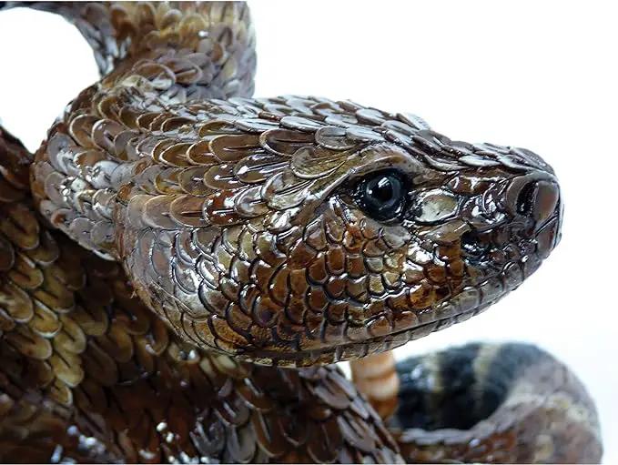 Michael Carr Designs Western Diamondback Rattlesnake L - Outdoor Snake Figurine for gardens, patios and lawns (80057),Brown by GreenHaven Gardens