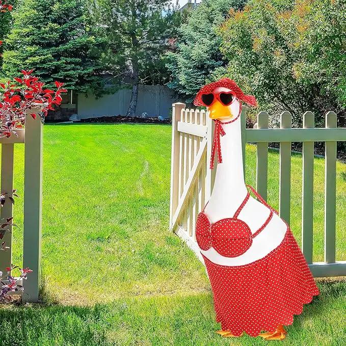 Bikini Goose Outfit Lawn Goose Clothing Porch Goose Outfits Summer Yard Goose Outfits Hawaiian Luau Goose Outfit for 23'' Lawn Goose Outdoor Decoration(Bikini,Red) by GreenHaven Gardens