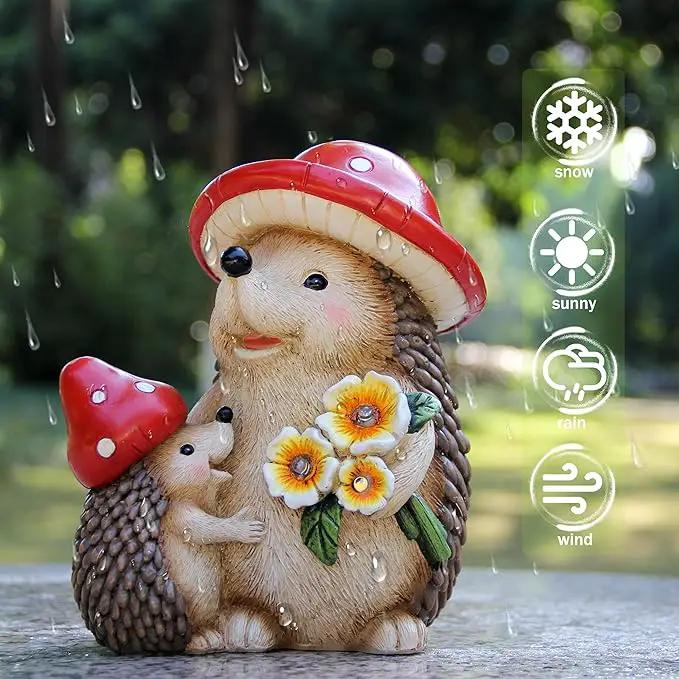 Solar Hedgehog Garden Statue Lights for Outdoor Decor, Resin Hedge hog Figurine Lighting Decorations, Patio Yard Lawn Ornaments Birthday Gifts for Women Mom Grandma by GreenHaven Gardens
