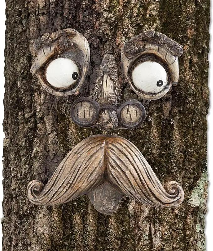 Bits and Pieces - 'Old Man' Tree Hugger - Yard Decorations - Whimsical Tree Sculpture - Garden Decoration - Garden Peeker Yard Art by GreenHaven Gardens