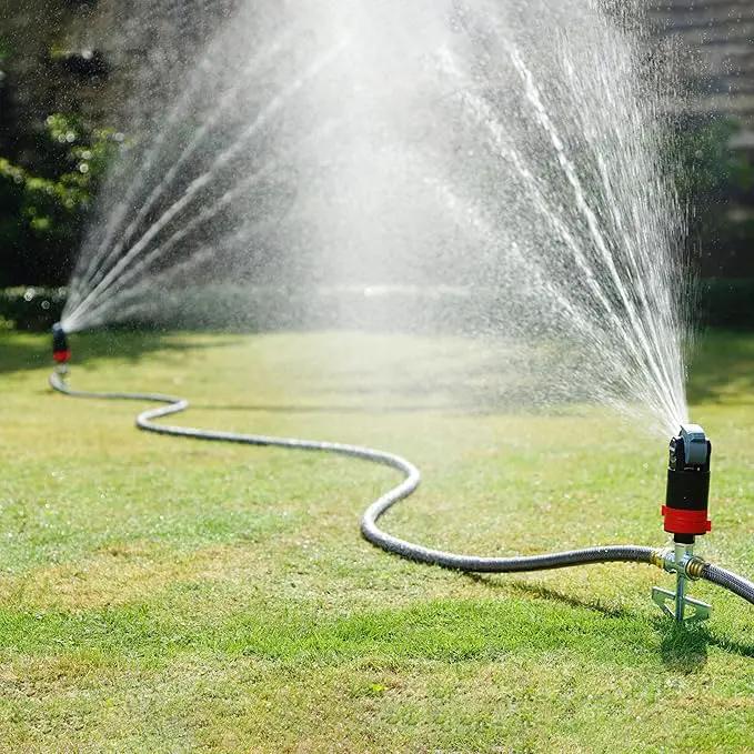 Eden 94143 Multi-Pattern Sprinkler Plus Misting System with Metal Sprike Set; Gear Drive, Heavy Duty, Gardening Watering System, Garden&Lawns, 5 Pattern, Coverage up to 3737sq.ft by GreenHaven Gardens