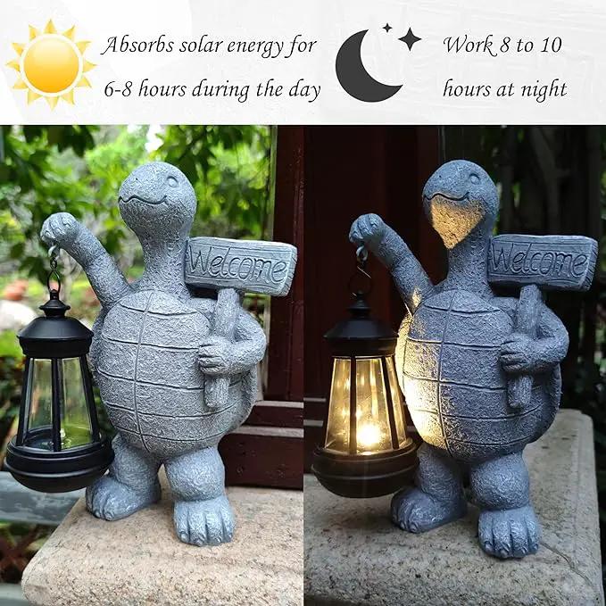 Sea Turtle Solar Garden Statues,Resin Sea Turtle Figurine Decorations with Solar Lights Lantern, Outdoor Figurines Lawn Garden Statue Decor Art for Lawn,Yard, Balcony Ornament. by GreenHaven Gardens