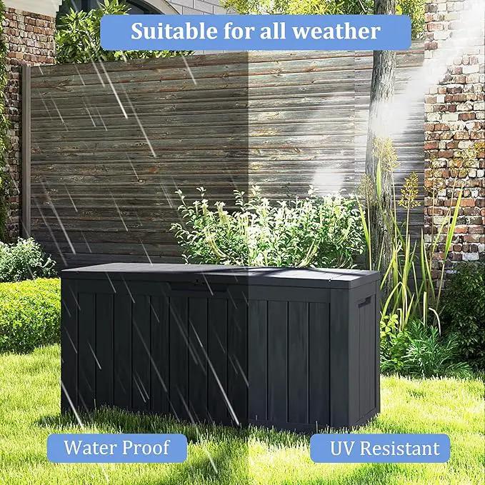 80 Gallon Outdoor Storage Box with Wheels, Waterproof Lockable Resin Deck Box Patio Storage Bin for Pool Accessories Cushion Furniture, Garden Tools, UV-Resistant Outside Delivery Black by GreenHaven Gardens