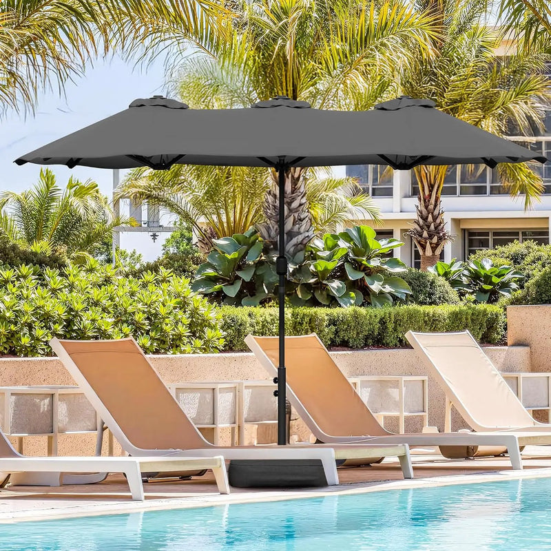 Vongrasig 15FT Large Patio Umbrella with Base Included, Outdoor Double sided Umbrellas with Crank Handle, Rectangle Table Umbrella for Pool Lawn Garden Market by GreenHaven Gardens