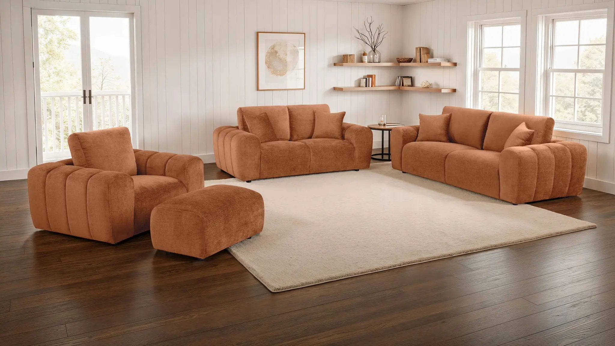 Burnett 4-piece Chenille Upholstered Sofa Set Burnt Orange by Unique Piece Furniture