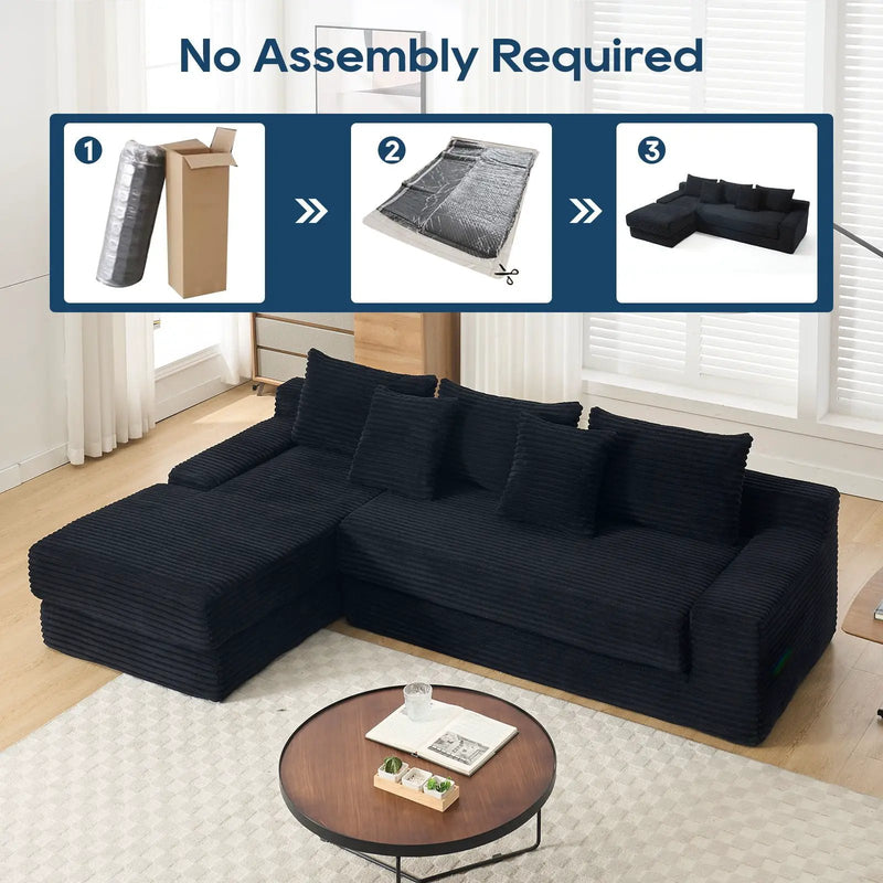Modern L - Shaped Sectional Couch With Memory Foam by Unique Piece Furniture