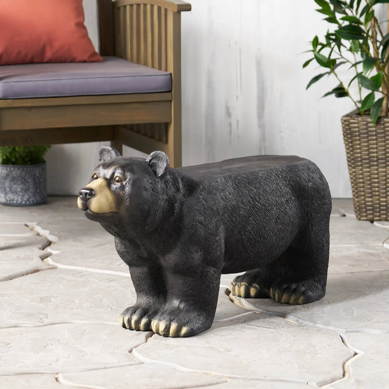 MGO Bear Bench, Concrete Outdoor Bench, Matte Black by HouseOfZazla