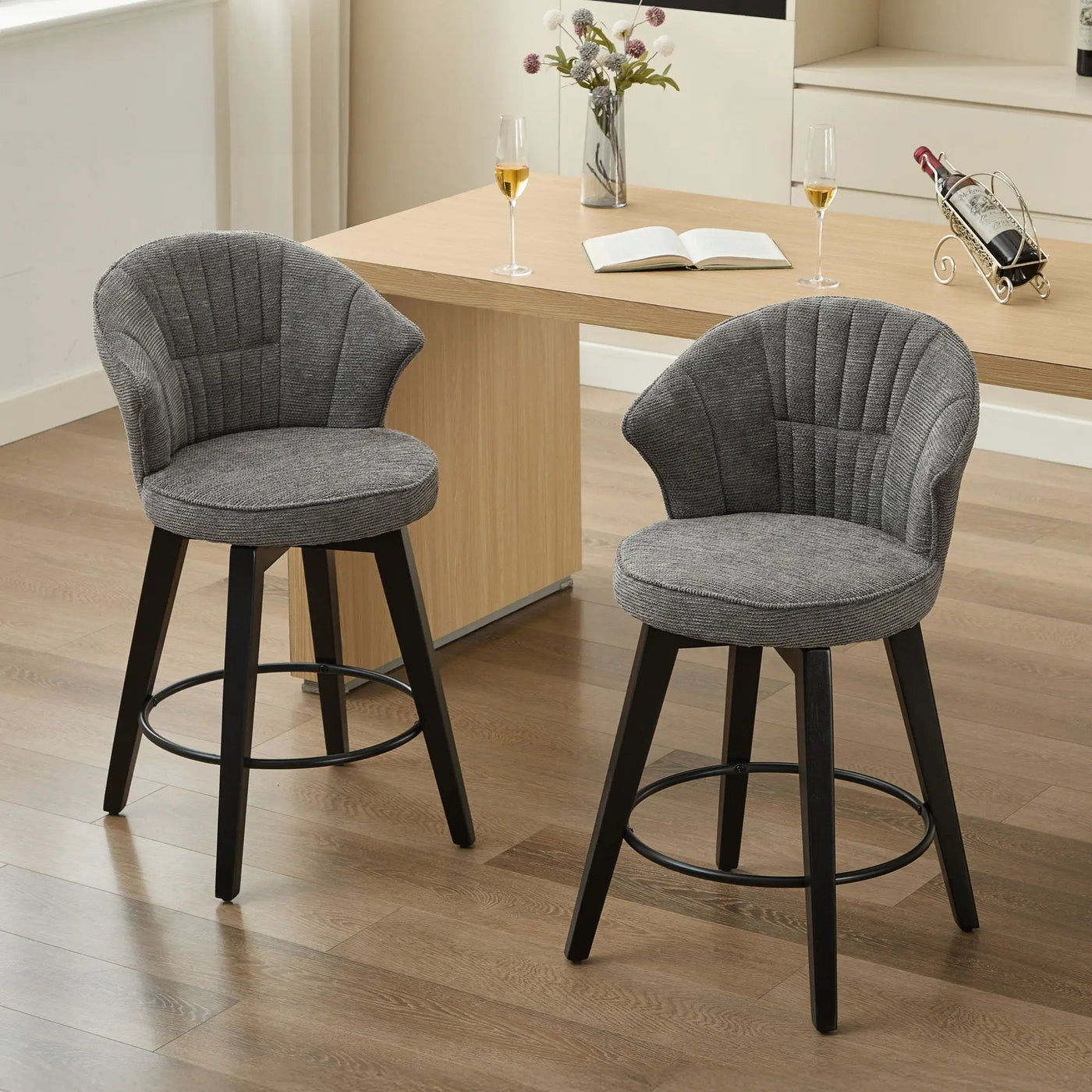 Wing Back Swivel Bar Stools (Set of 2) by Unique Piece Furniture