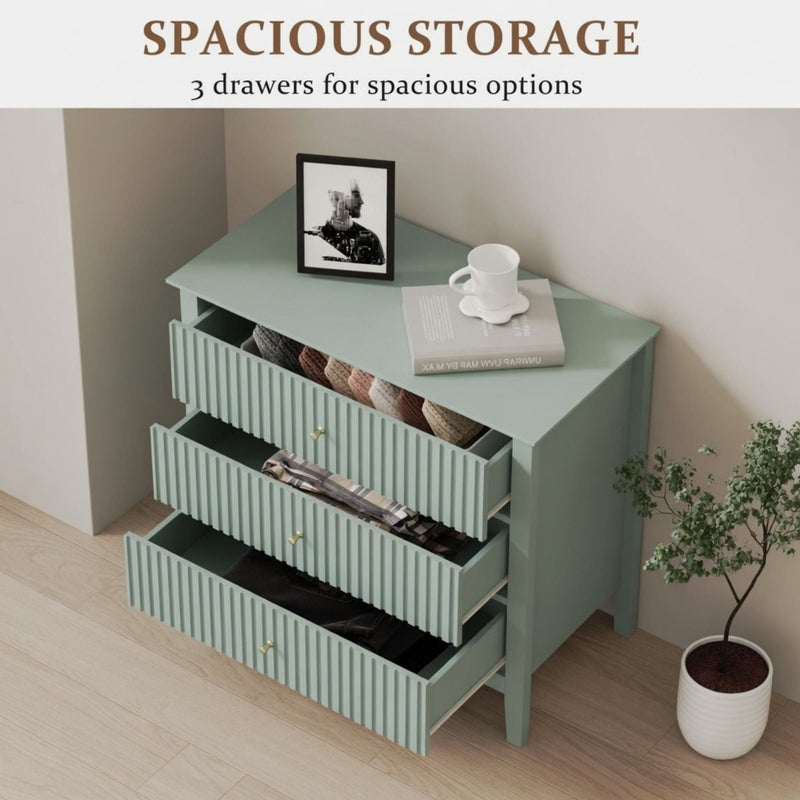 Fluted 3 Drawer Nightstand With Soft Close Slides by HouseOfZazla