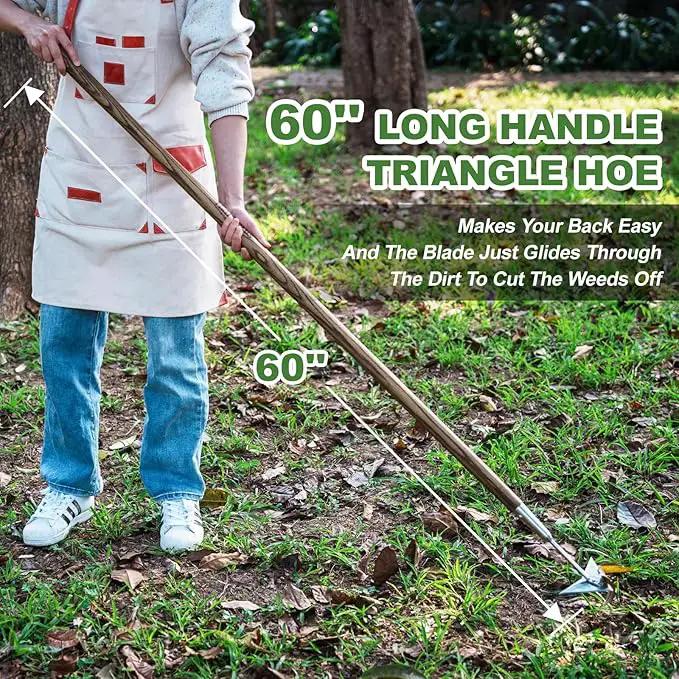 Haliaeetus Triangle Hoe, 60'' Scuffle Hoe for Keeping Your Back from Tiring Out, Weeding Just in Push-Pull Motion, Rogue Hoe with Triangle Head for Quickly Clear Out a lot of Weeds from All Direction by GreenHaven Gardens
