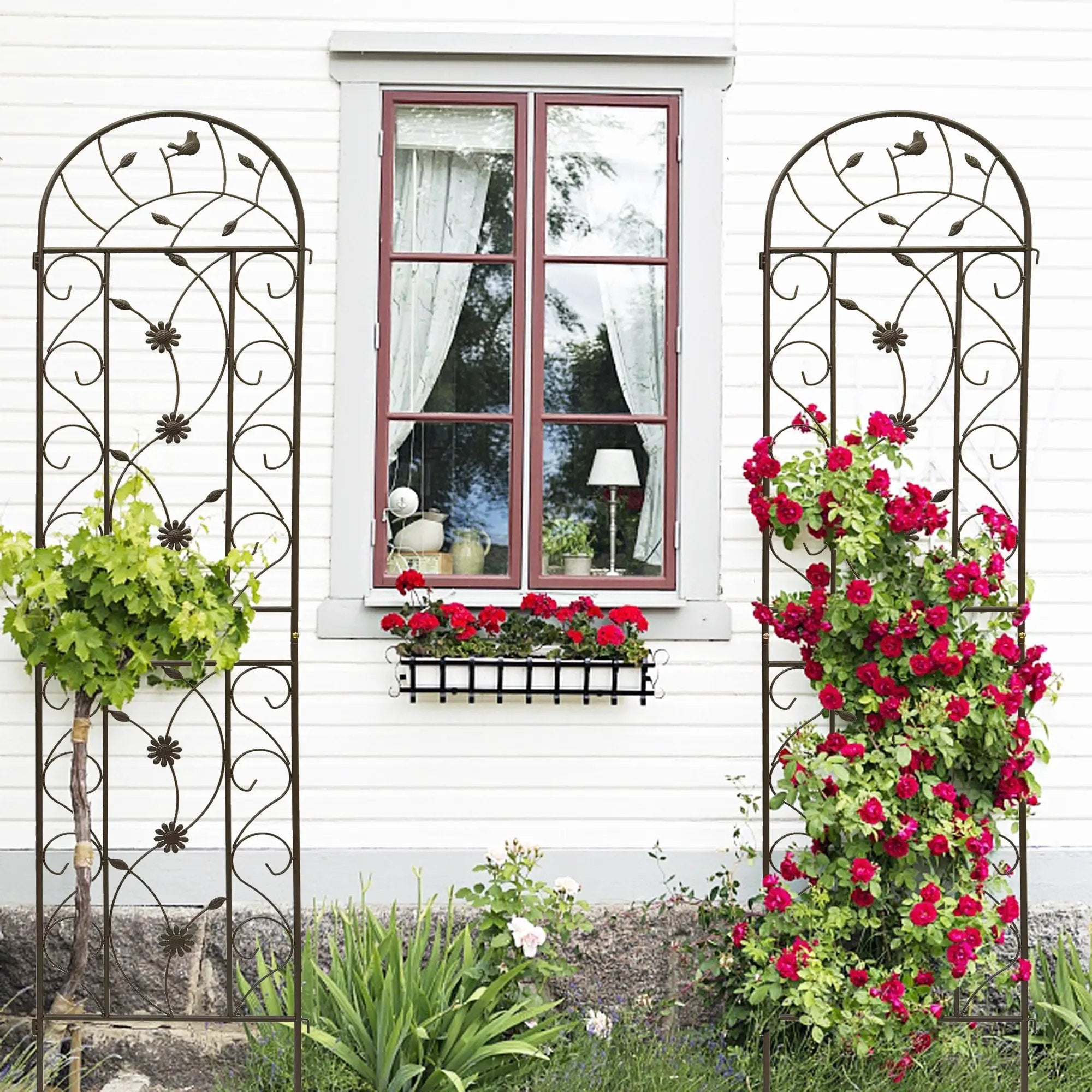 4 Pack Metal Garden Trellis 86.7" x 19.7" Rustproof for Climbing Plants by HouseOfZazla