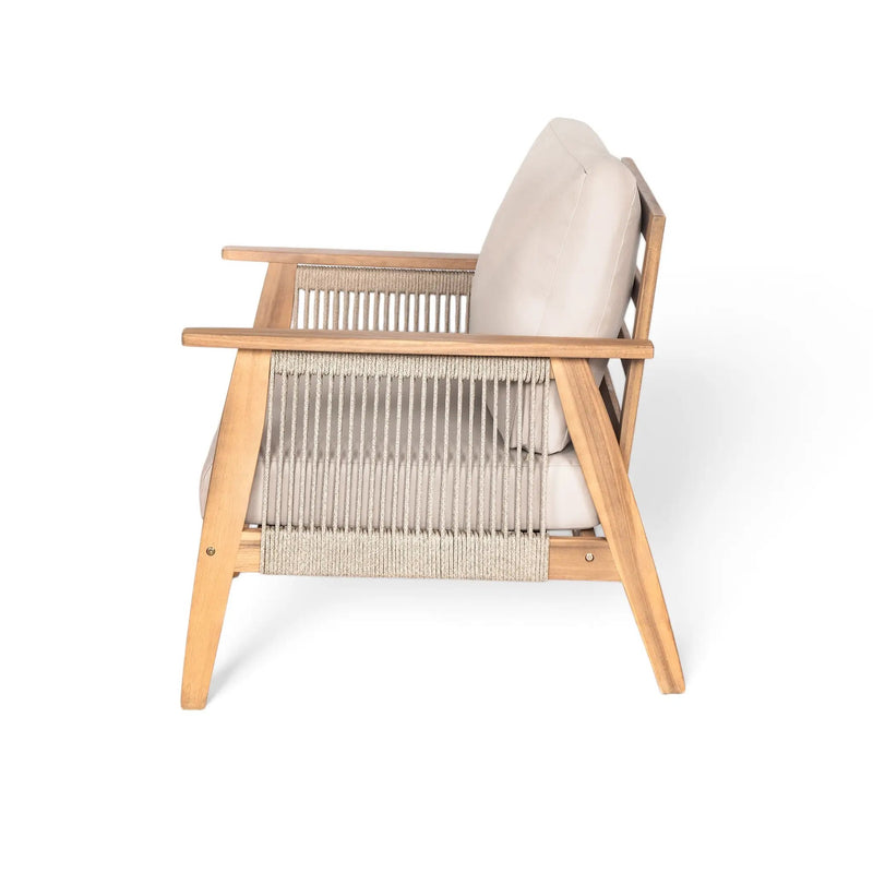 Outdoor 2pc Acacia Wood and Rope Patio Chat Set by HouseOfZazla