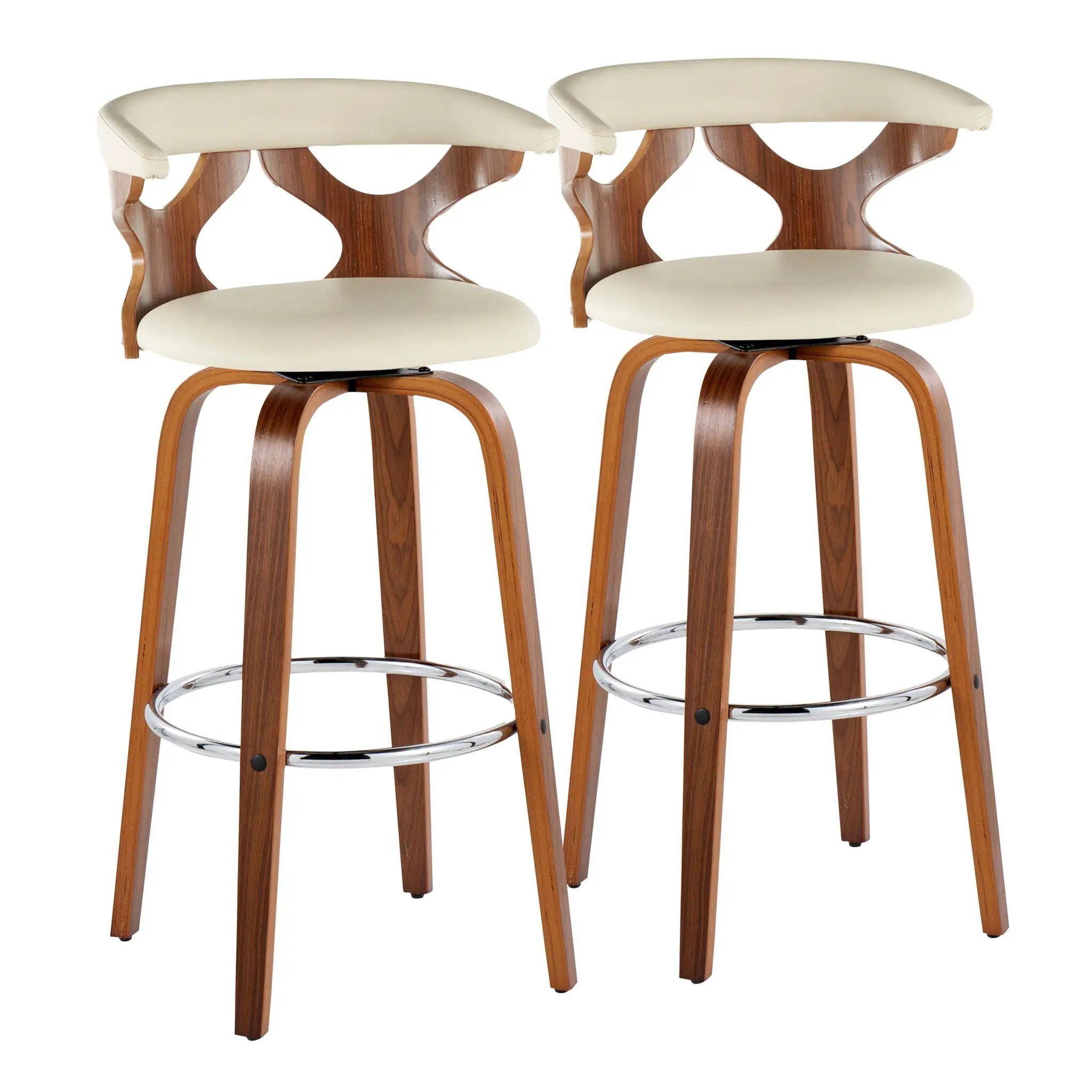 Gardenia - Mid Century Modern Fixed Height Barstool With Swivel With Round Footrest (Set of 2) by Unique Piece Furniture