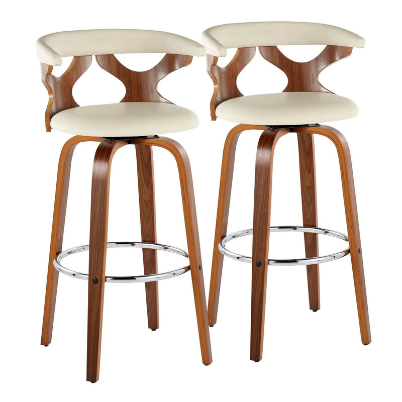 Gardenia - Mid Century Modern Fixed Height Barstool With Swivel With Round Footrest (Set of 2) by HouseOfZazla