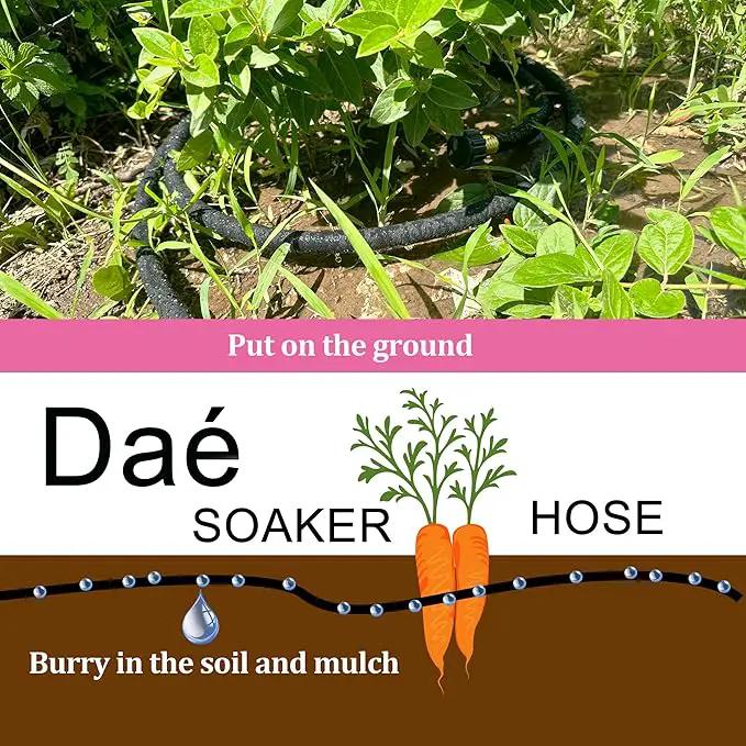 Rubber Soaker Hose, 1/2 inch, 100ft Garden Hose for Irrigation,Water-Saving up to 70%, Brass Connector Leak-Proof, Heavy-duty Hose, Watering for Trees,Lawns, Vegetables and Flowers. by GreenHaven Gardens