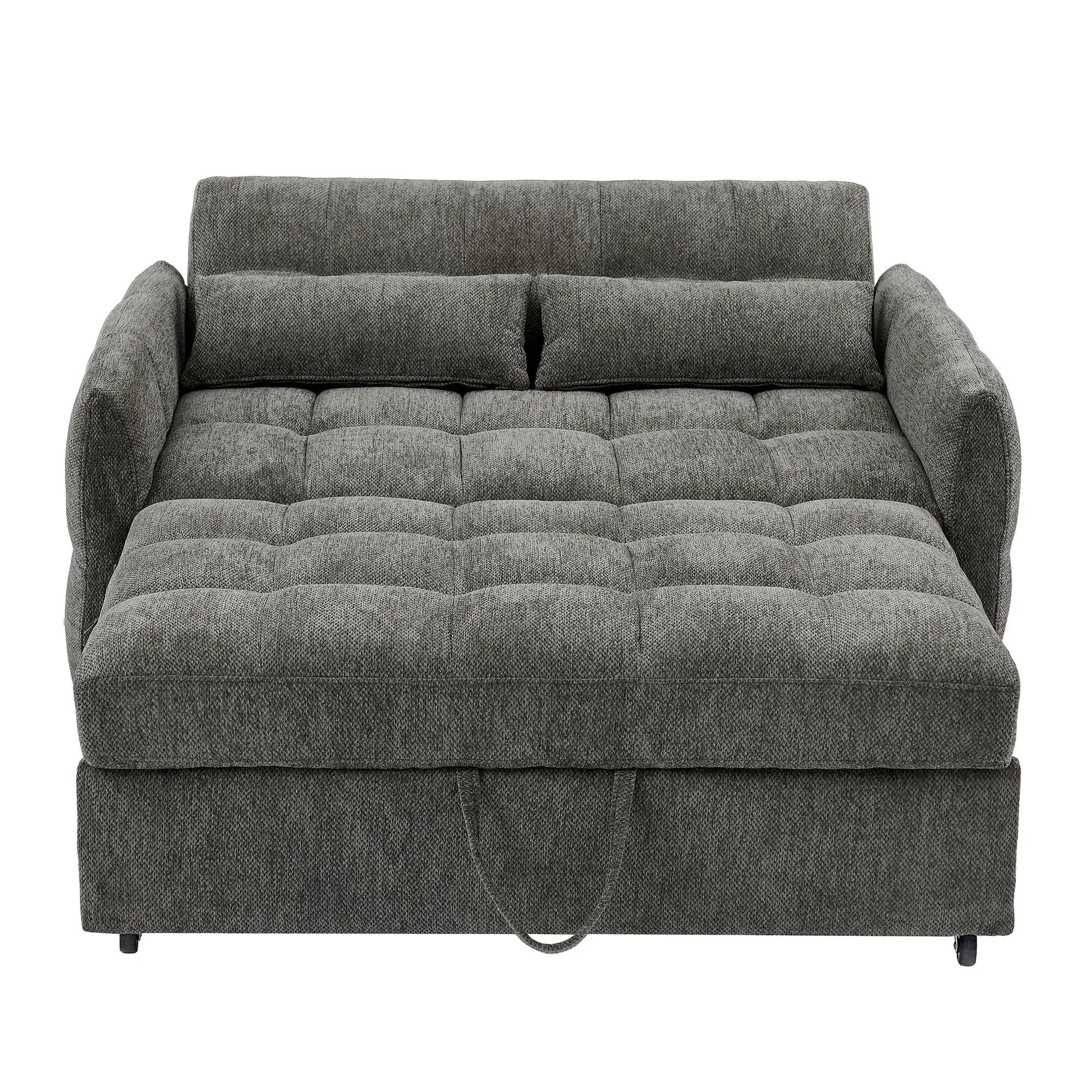 Loveseat Sofa Pull-Out Bed With Adjustable Backrest, 3 USB Ports And 2 Lumbar Pillows For Living Room by HouseOfZazla