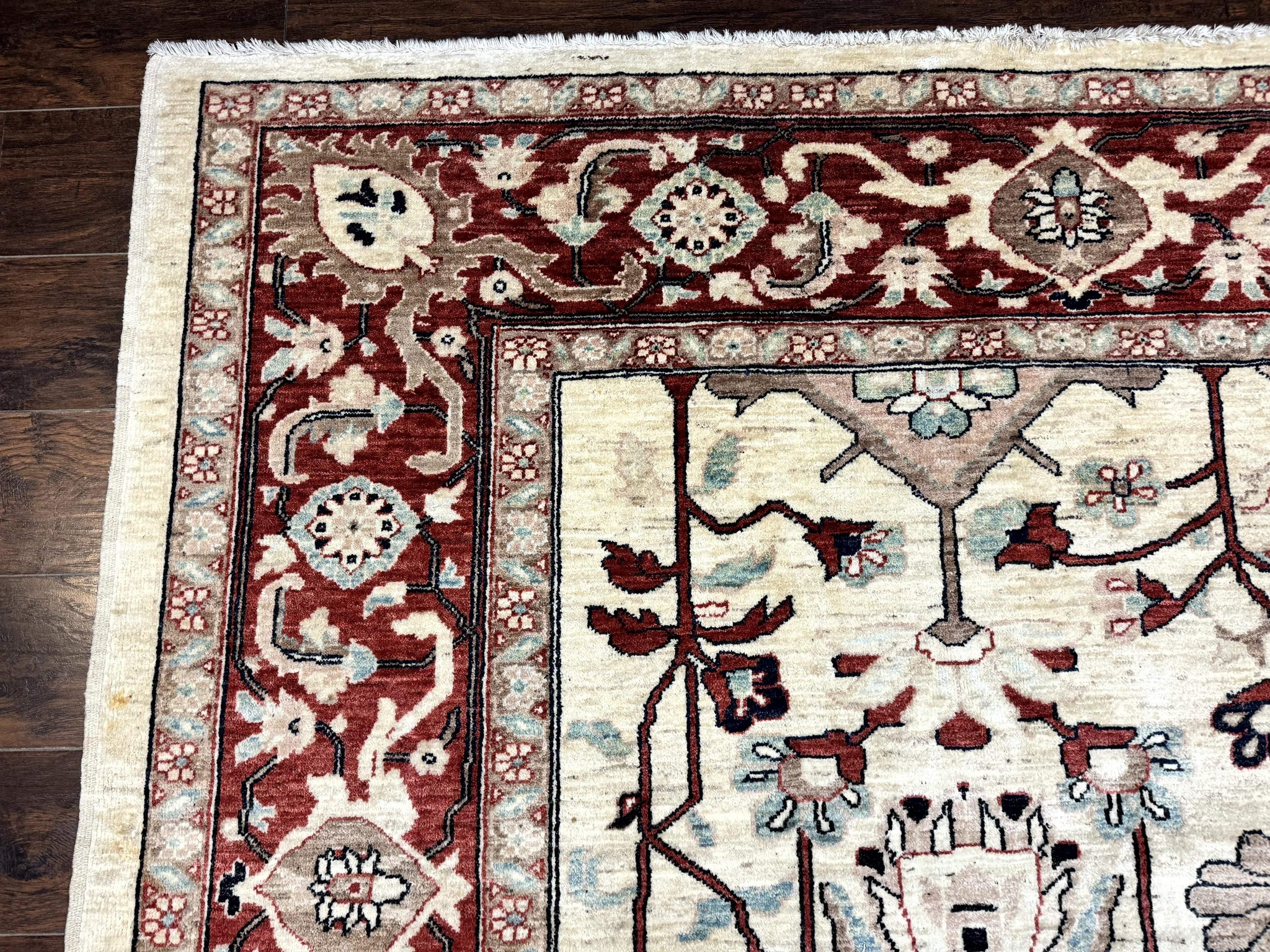Peshawar Rug 10x14, Beige and Rust Red, Large Pak Persian Rug, Pakistani Rug by Jewel Rugs