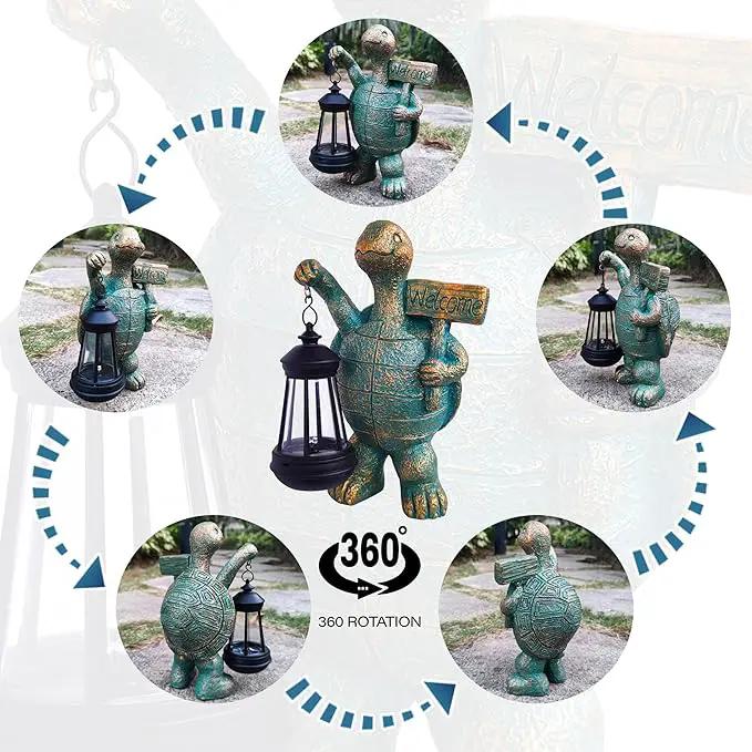 JOYBEE Garden Statues Turtle with Solar Lantern Outdoor Decor-Turtle Solar Figurines Lights Decorations for Patio Yard Lawn Ornaments-Gifts for Birthday Easter Housewarming by GreenHaven Gardens