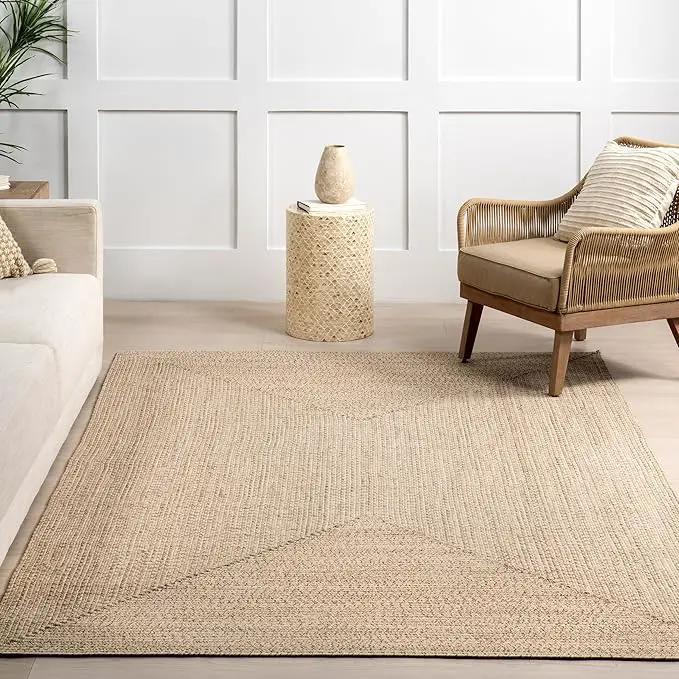 nuLOOM 2' x 3' Solid Hand Braided Indoor/Outdoor Area Rug, Pet-Friendly, High Traffic, Weather Resistant, for Patio, Balcony, Bedroom, Living Room, Dining Room, Wynn Tan by GreenHaven Gardens