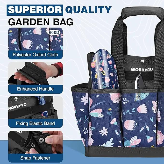 WORKPRO 5PCS Garden Tool Set, Aluminum Heavy Duty Gardening Tool Set with Garden Tool Bag, Outdoor Garden Hand Tools, Blue Insect and Flower by GreenHaven Gardens