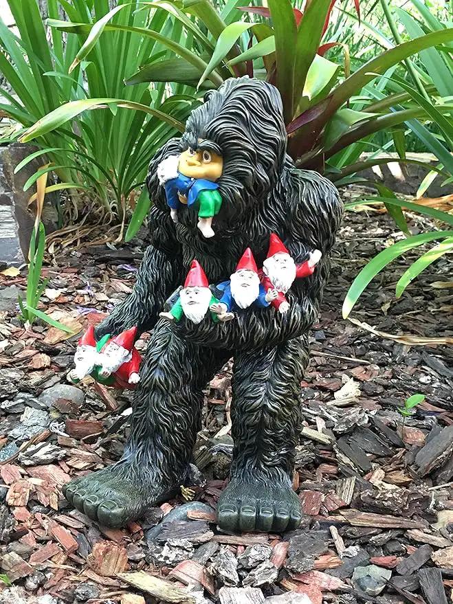 GlitZGlam Large Miniature Bigfoot and Gnomes for Fairy Garden. A Large Gnome Figurine (13 inch High) and Fairy Garden Accessory by GreenHaven Gardens