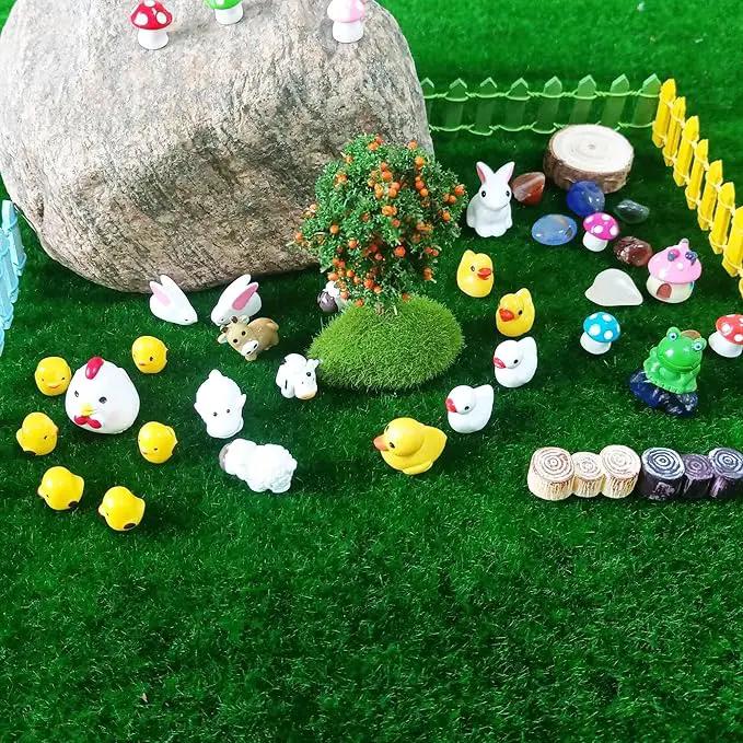 100 Pcs Mini Resin Animals Figures, Mixed Tiny Plastic Animals Figurines to Hide Miniature Fairy Garden Decorations Accessories by GreenHaven Gardens