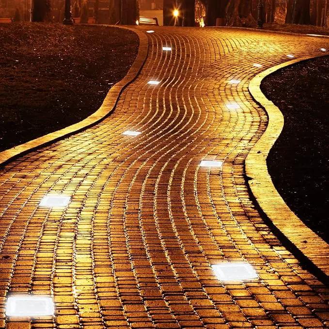 Solar Glass Brick Light - Solar Ice Cube LED Light - Crystal Brick Stone Lamp Garden Courtyard Pathway Patio Pool, Decorative Christmas Festives Ice Rock Cube Lights (4PCS White) by GreenHaven Gardens