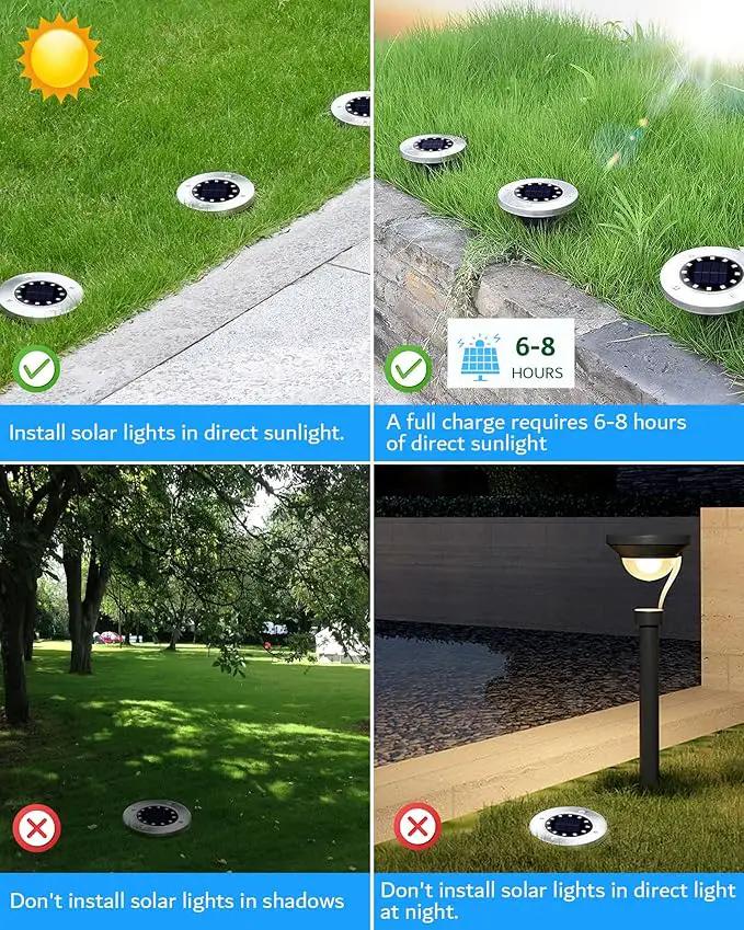 Biling Solar Ground Lights Outdoor 8 Packs, Bright 12 LEDs Solar Lights Outdoor Waterproof, Flat Landscape Lights Solar Powered for Yard Walkway Garden Driveway (White) by GreenHaven Gardens