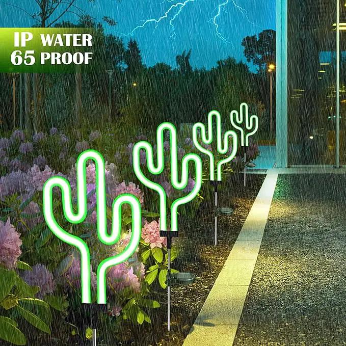 SunKite Cactus Solar Garden Stake Lights - Outdoor Waterproof Neon Lights for Garden, Yard, Lawn, Pathway, Patio, Backyard (2 Pack) by GreenHaven Gardens