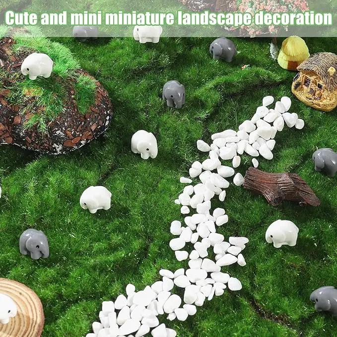 100 Pcs Mini Resin Elephants Miniature Animal Figurines Cute Elephants Fairy Garden Miniature Moss Landscape DIY Home Decor Terrarium Crafts Fairy Garden Decoration Accessories(Black,White) by GreenHaven Gardens