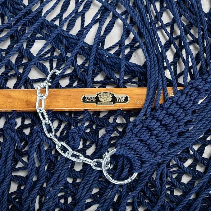 Original Pawleys Island Large Navy DURACORD Rope Hammock with Extension Chains & Tree Hooks, Handcrafted in The USA, 450 LB Weight Capacity, 13 ft. x 55 in. by GreenHaven Gardens