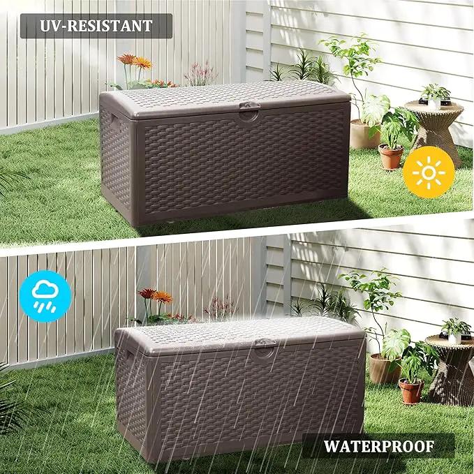 80 Gallon Pro Outdoor Storage Box Waterproof Lockable Resin Deck Box Large, Patio Storage Bin for Pool Accessories Cushion Furniture, Garden Tools, UV-Resistant Outside Delivery Brown by GreenHaven Gardens