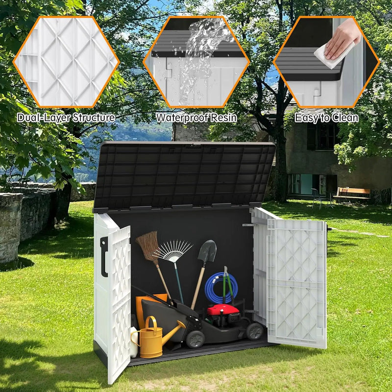 NUNU LAB Outdoor Storage Cabinet 36 Cu.Ft Garden Storage Shed Waterproof Lockable for Garden Hoses, Generator, and Lawn Mower by GreenHaven Gardens