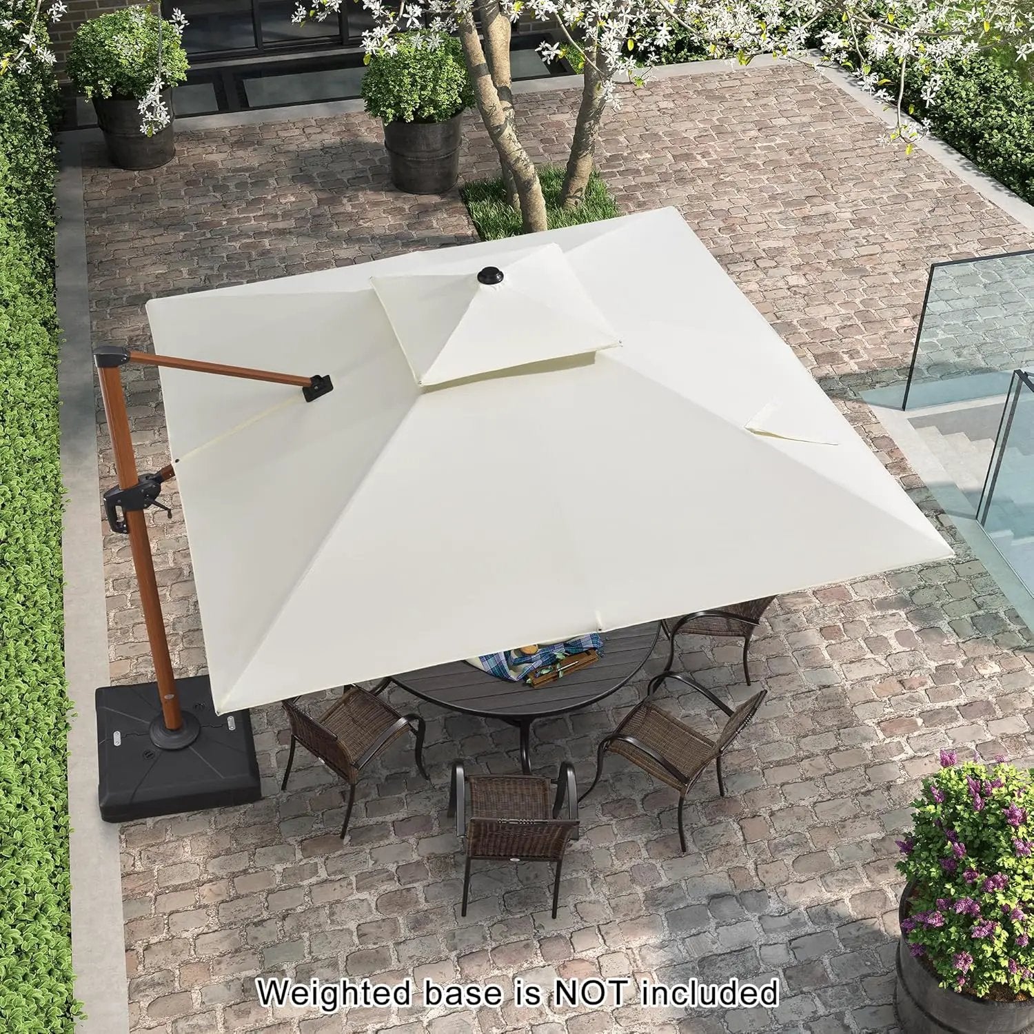 PURPLE LEAF 10ft Patio Umbrella Outdoor Square Umbrellas Large Cantilever Umbrella Windproof Offset Umbrellas Heavy Duty Sun Umbrella for Garden Deck Pool Patio, Cream by GreenHaven Gardens