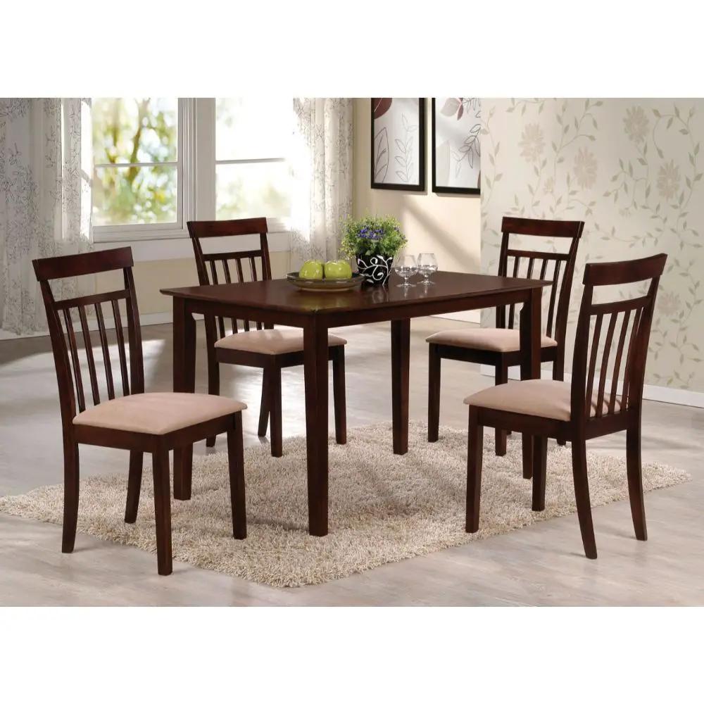 Samuel - 5 Piece Dining Set - Beige Microfiber &Espresso by Unique Piece Furniture