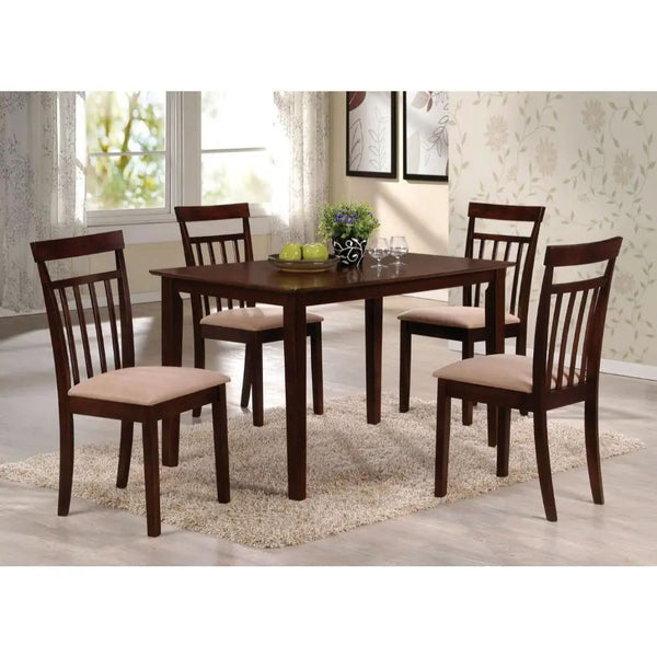 Samuel - 5 Piece Dining Set - Beige Microfiber &Espresso