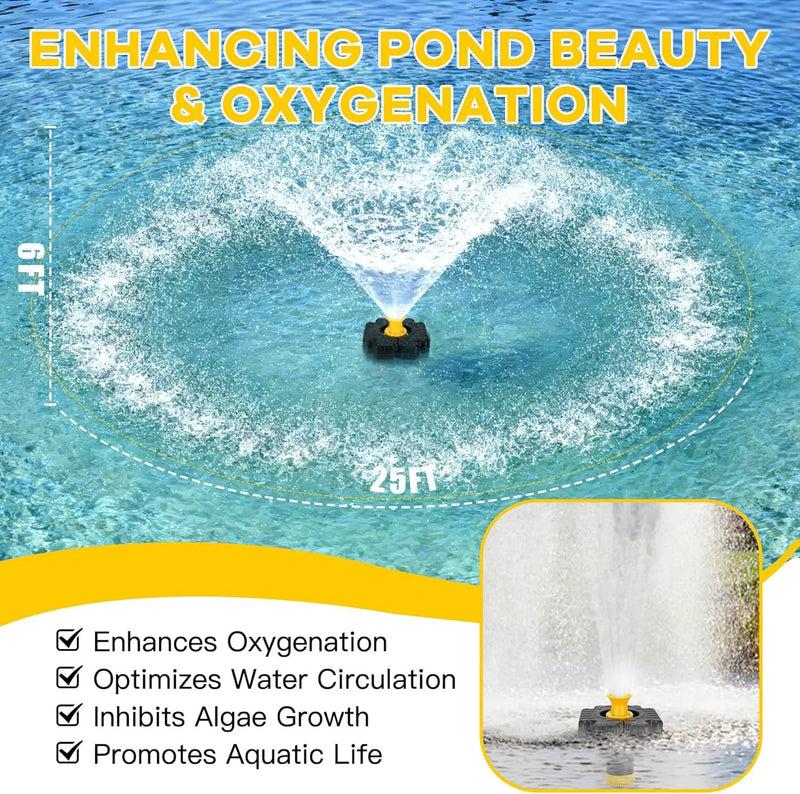 Pond Fountain Aerator, 1HP 15000 GPH Floating Aerating Fountain with Timer & 100FT Rope & Cord, Jet System for Large Outdoor Ponds & Lakes by GreenHaven Gardens