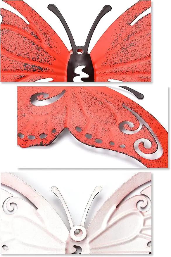 EASICUTI Metal Butterfly Wall Decor Butterfly Wall Art Hanging Sculpture For Indoor Outdoor Home Bathroom Living Room Bedroom Or Porch Patio Fence Yellow Red Blue 3 Pack 9.4" L x 7.5" H by GreenHaven Gardens