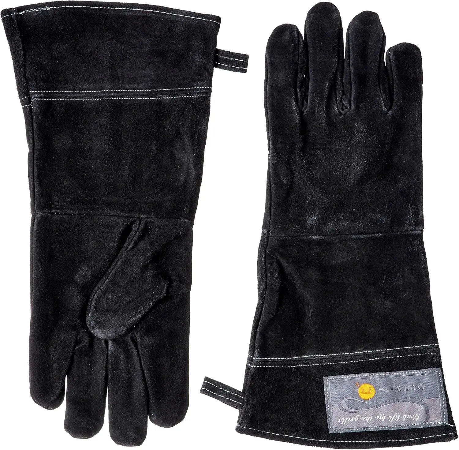 Outset 76604 Leather One-Size Grill Gloves, 15 inch, Black by GreenHaven Gardens