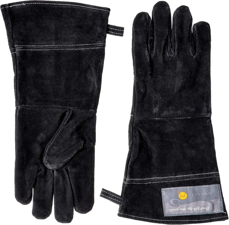 Outset 76604 Leather One-Size Grill Gloves, 15 inch, Black by GreenHaven Gardens