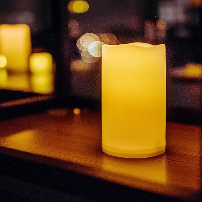 CANDLE CHOICE Waterproof Outdoor Battery Operated Flameless Candles with Remote Timer Plastic Flickering Fake Electric LED Pillars for Lantern Garden Wedding Christmas Decorations 3x5 Inches 3 PCS by GreenHaven Gardens