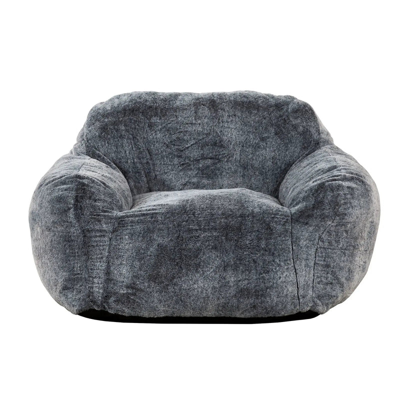 Living Room Bean Bag Sofa Chair With Memory Foam Fillings, Soft Upholstered Bean Bag Armchair - Black / Gray by HouseOfZazla