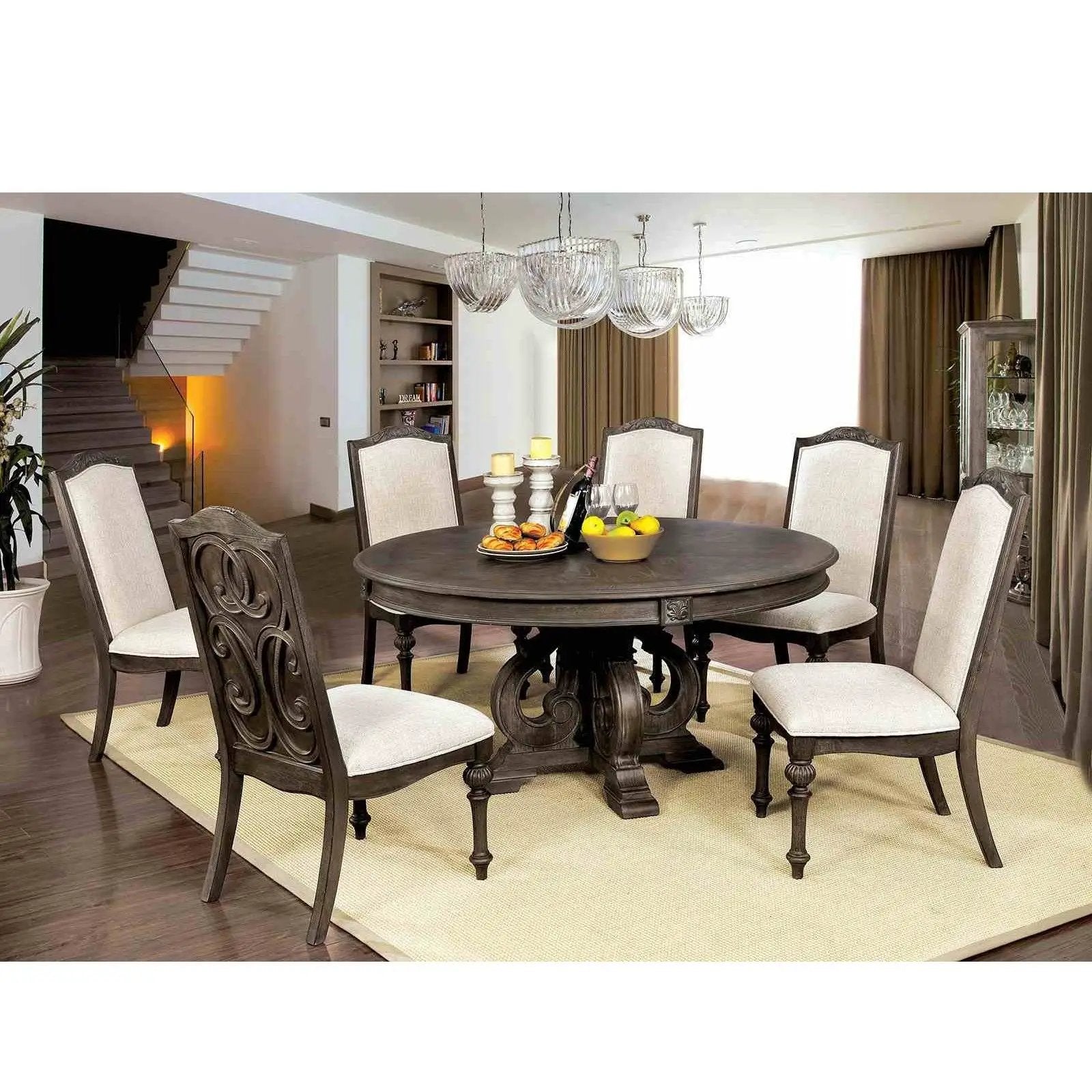 Elegant Dining Set Round Table And Side Chairs by HouseOfZazla