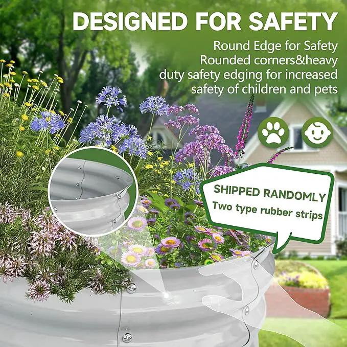 Galvanized Metal Raised Garden Bed 4x2x1ft Large Raised Planter 1Pack Outdoor Planter Box with Rubber Stripe and Safety Gloves for Vegetables, Fruits, Herbs, Flowers, Grey White by GreenHaven Gardens